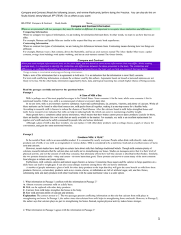 Compare and Contrast (Read the Following Lesson, and Review Flashcards, Before Doing the Practice