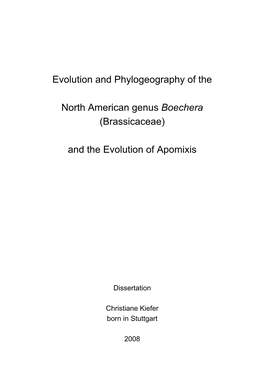 Evolution and Phylogeography of Brassicaceae