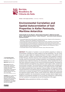 Environmental Correlation and Spatial Autocorrelation of Soil Properties in Keller Peninsula, Maritime Antarctica