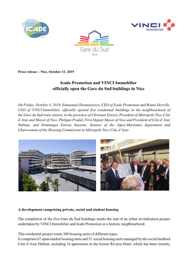 Icade Promotion and VINCI Immobilier Officially Open the Gare Du Sud Buildings in Nice