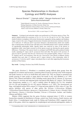 Species Relationships in Hordeum: Cytology and RAPD Analyses