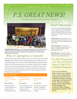 P.S. GREAT NEWS! Vanderbilt Department of Political Science Newsletter