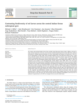 Contrasting Biodiversity of Eel Larvae Across the Central Indian Ocean T Subtropical Gyre ⁎ Michael J