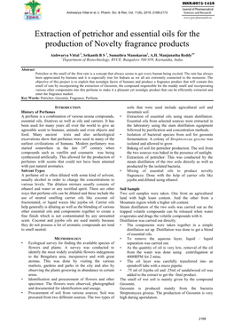 Extraction of Petrichor and Essential Oils for the Production of Novelty Fragrance Products