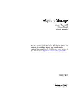 Vsphere Storage Vmware Vsphere 6.5 Vmware Esxi 6.5 Vcenter Server 6.5