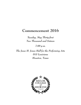 Commencement 2016