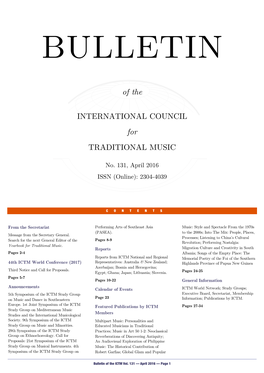 Bulletin of the ICTM Vol