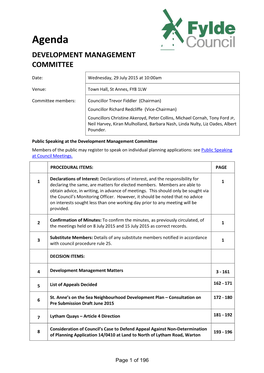 Agenda DEVELOPMENT MANAGEMENT COMMITTEE