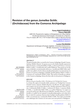 Revision of the Genus Jumellea Schltr. (Orchidaceae) from the Comoros Archipelago