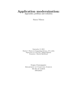 Application Modernization: Approaches, Problems and Evaluation