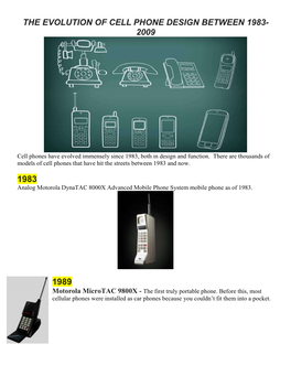 The Evolution of Cell Phone Design Between 1983- 2009