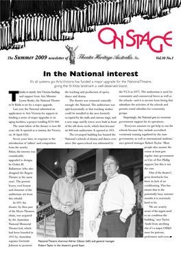 ON STAGE the Summer 2009 Newsletter of Vol.10 No.1