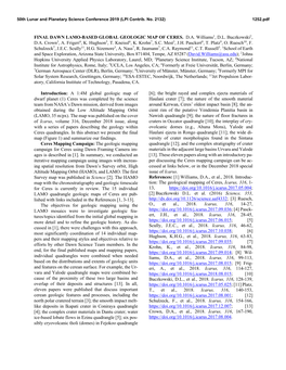 FINAL DAWN LAMO-BASED GLOBAL GEOLOGIC MAP of CERES. D.A. Williams1, D.L