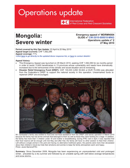 Mongolia: GLIDE N° CW-2010-000010-MNG Operations Update N° 2 Severe Winter 27 May 2010