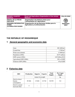 Mozambique Fishery Overview