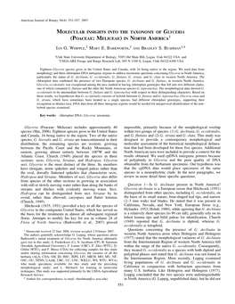 Molecular Insights Into the Taxonomy of Glyceria (Poaceae: Meliceae) in North America