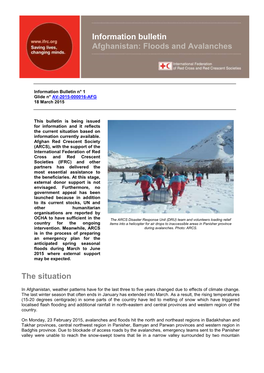 The Situation Information Bulletin Afghanistan: Floods and Avalanches