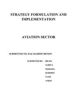 Strategy Formulation and Implementation Aviation