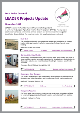 LEADER Projects Update November 2017