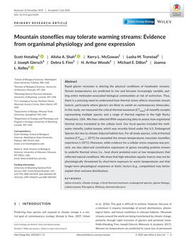 Evidence from Organismal Physiology and Gene Expression