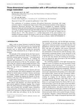 Three-Dimensional Super-Resolution with a 4Pi-Confocal Microscope Using Image Restoration M