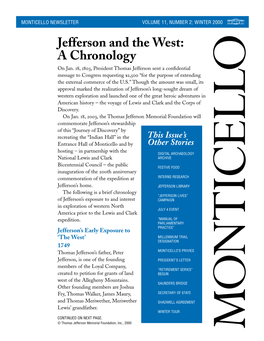 Jefferson and the West: a Chronology on Jan