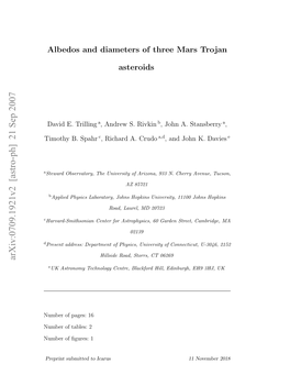 Albedos and Diameters of Three Mars Trojan Asteroids