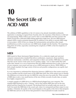 The Secret Life of ACID MIDI — Chapter 10 203 10 the Secret Life of CHAPTER 10 ACID MIDI