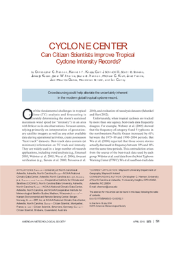 CYCLONE CENTER Can Citizen Scientists Improve Tropical Cyclone Intensity Records?