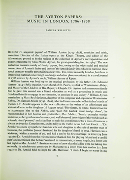 The Ayrton Papers: Music in London, 1786 1858