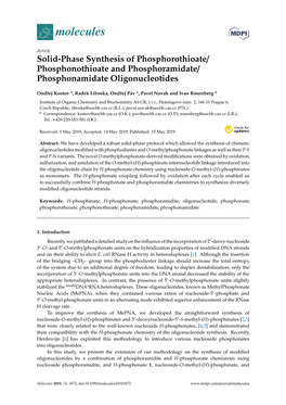 Solid-Phase Synthesis of Phosphorothioate/ Phosphonothioate and Phosphoramidate/ Phosphonamidate Oligonucleotides