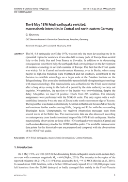 The 6 May 1976 Friuli Earthquake Revisited: Macroseismic Intensities in Central and North-Eastern Germany