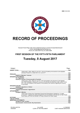 Record of Proceedings