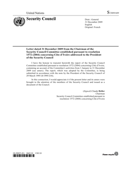 Security Council Distr.: General 31 December 2009 English Original: French