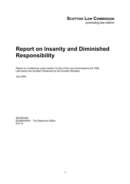 Report on Insanity and Diminished Responsibility