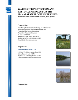 Watershed Protection and Restoration Plan for Manalapan Brook Watershed Middlesex and Monmouth Counties, New Jersey February 2011