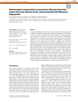 Methanogenic Communities in Permafrost-Affected Soils Of