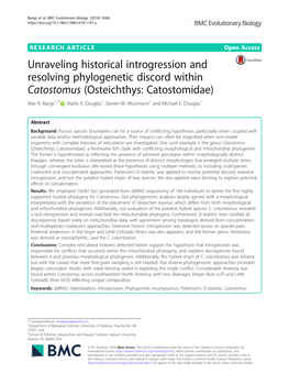 Unraveling Historical Introgression and Resolving Phylogenetic Discord Within Catostomus (Osteichthys: Catostomidae) Max R