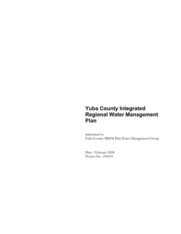 Yuba County Integrated Regional Water Management Plan