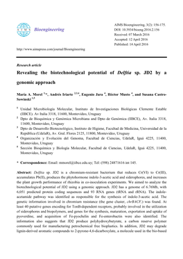 Revealing the Biotechnological Potential of Delftia Sp. JD2 by a Genomic Approach