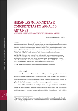 Heranças Modernistas E Concretistas Em Arnaldo Antunes Modernists Inheritances and Concretists in Arnaldo Antunes