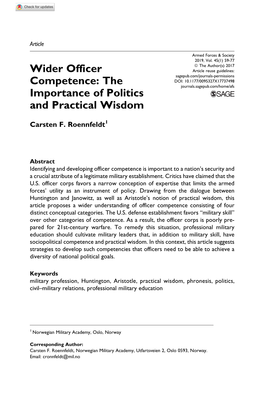 Wider Officer Competence: the Importance of Politics and Practical