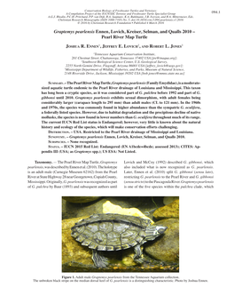 Graptemys Pearlensis Ennen, Lovich, Kreiser, Selman, and Qualls 2010 – Pearl River Map Turtle