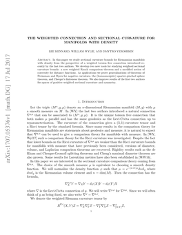 Arxiv:1707.05376V1 [Math.DG] 17 Jul 2017