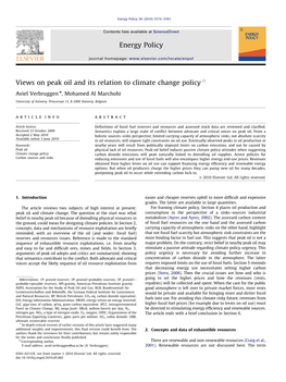 Views on Peak Oil and Its Relation to Climate Change Policy$