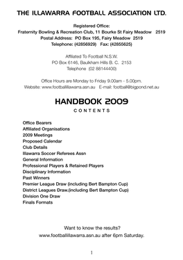 Handbook 2009 Contents