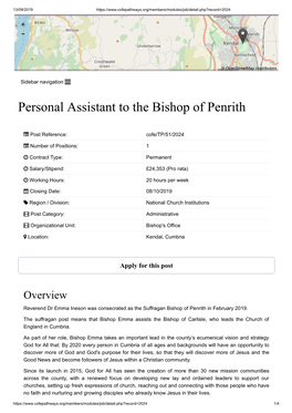 Personal Assistant to the Bishop of Penrith