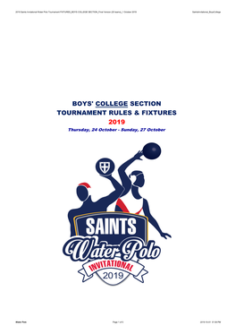 Boys' College Section Rules & Fixtures