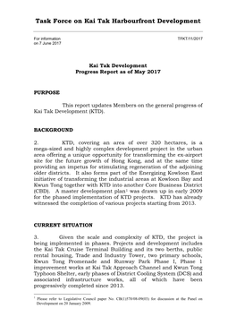 Kai Tak Development Progress Report As of May 2017
