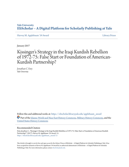 Kissinger's Strategy in the Iraqi Kurdish Rebellion of 1972-75